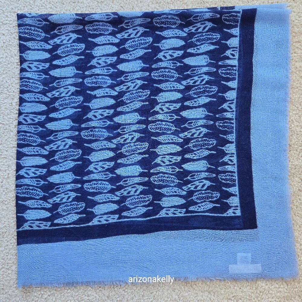 Carolina Amato Wool Silk Square Lightweight Feather Scarf Bird